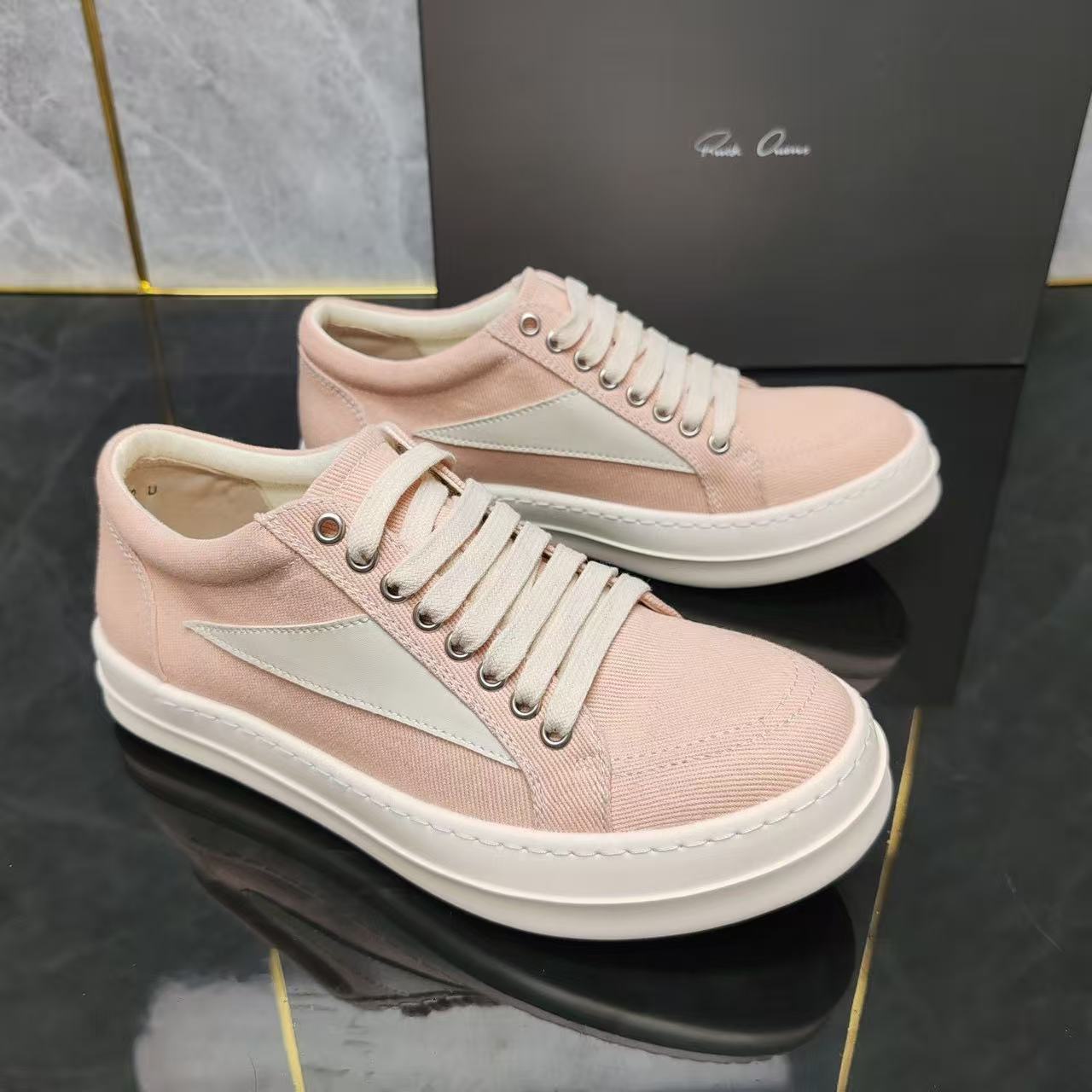 Rick Owens pink suede low-top sneakers