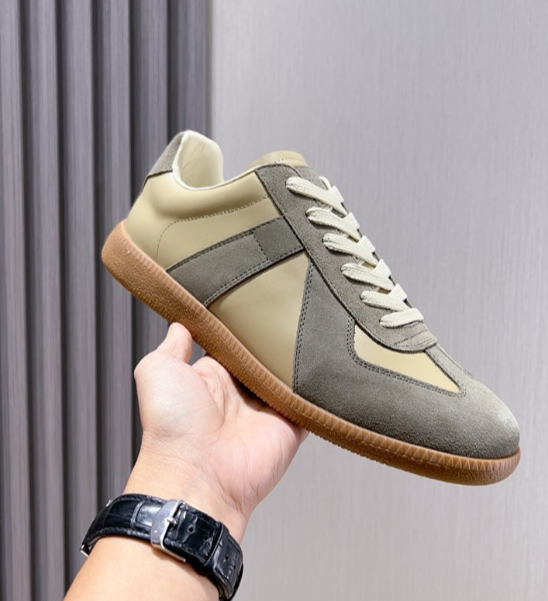 Maison Margiela gray and beige gum-sole sneakers